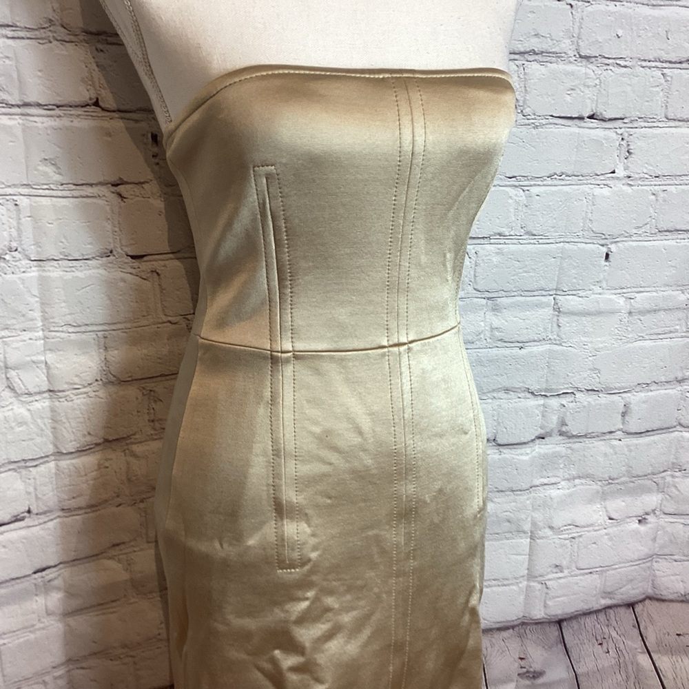 STELLA MCCARTNEY STRAPLESS KNEE LENGTH DRESS CHAMPAGNE NWT SZ MED - Picture 8 of 14